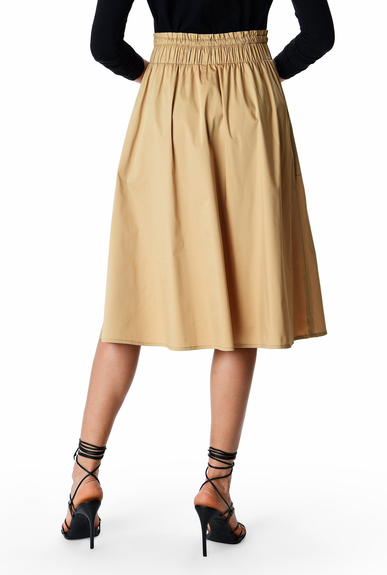 Shop Cotton sateen elastic waist skirt | eShakti