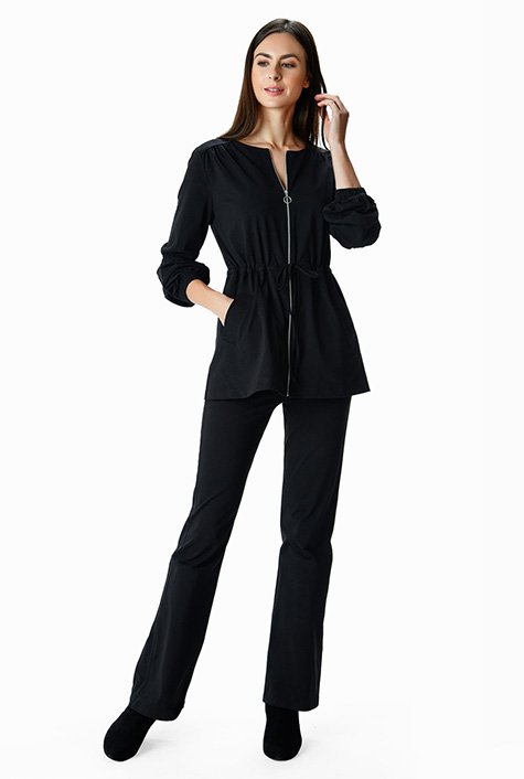 Shop Zip front cotton jersey tunic and pant set