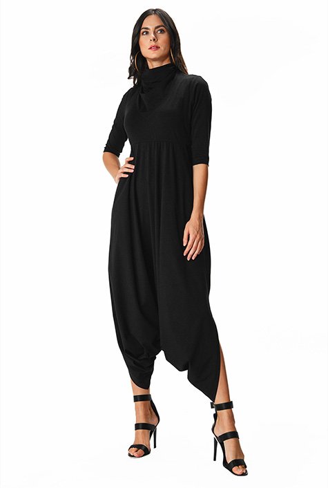 Shop Cotton jersey harem pant jumpsuit with scarf mask | eShakti