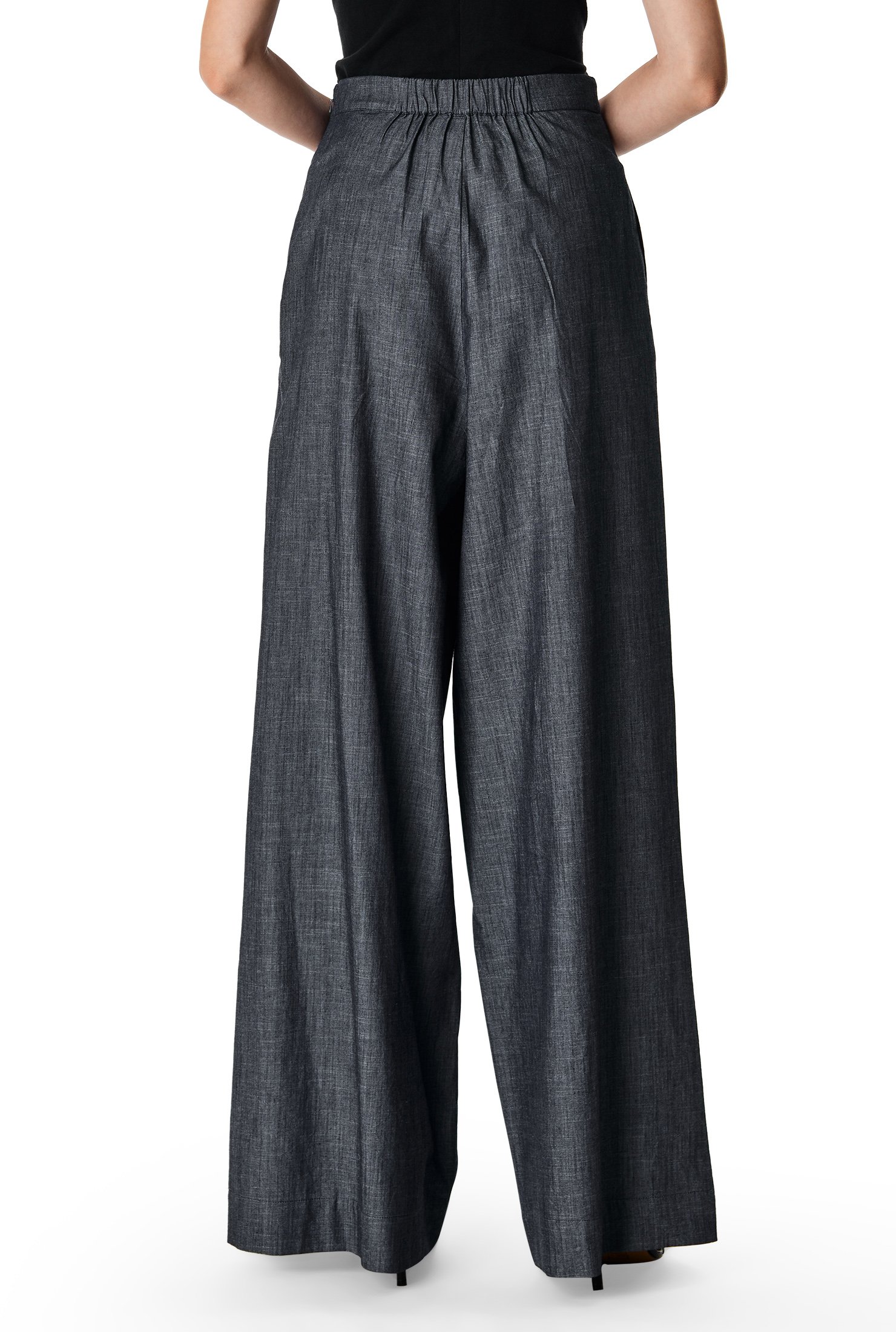 Shop Cotton chambray palazzo pants | eShakti