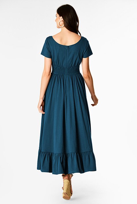 Shop Ruffle flounce hem cotton jersey dress | eShakti