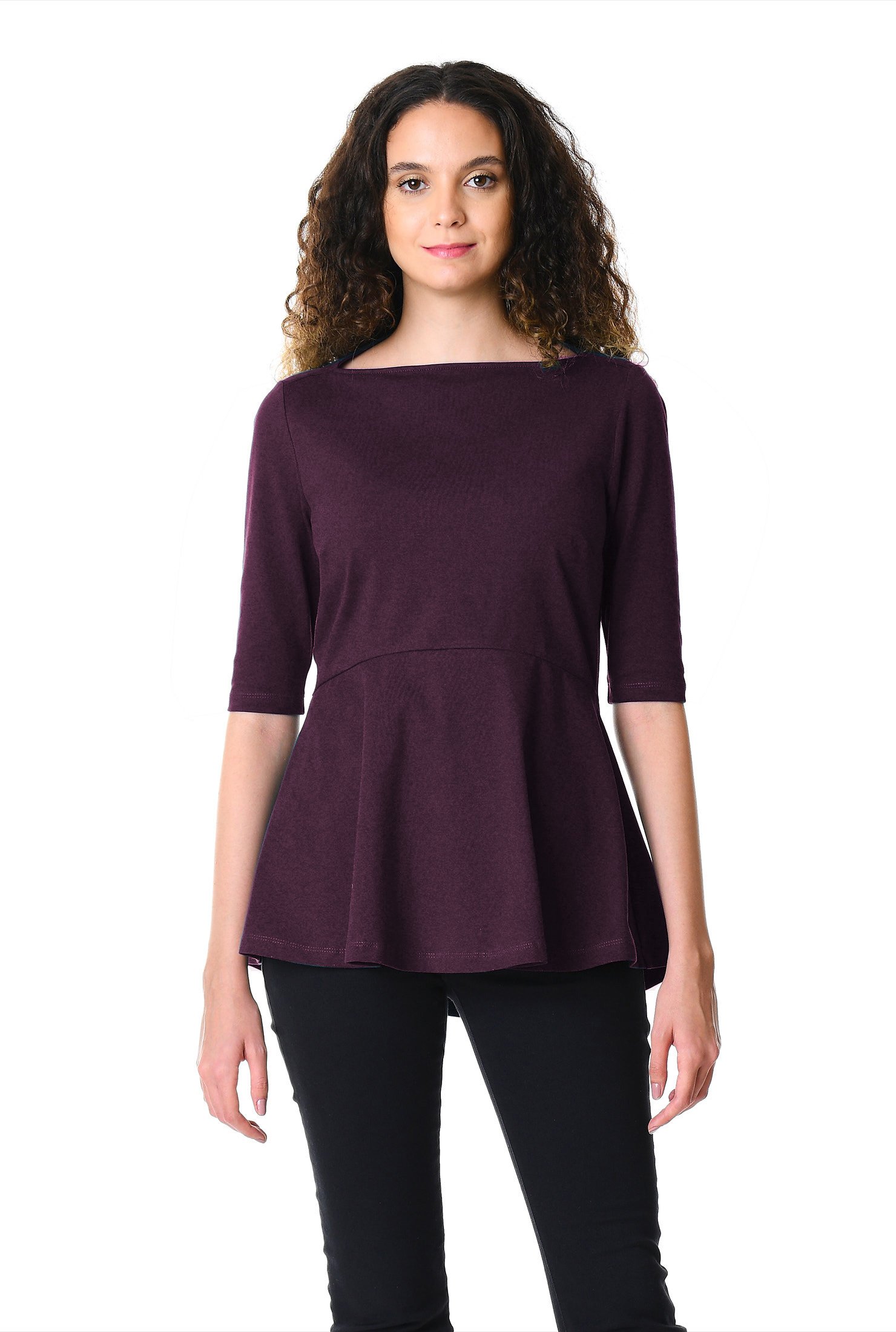 Shop Cotton jersey peplum top | eShakti