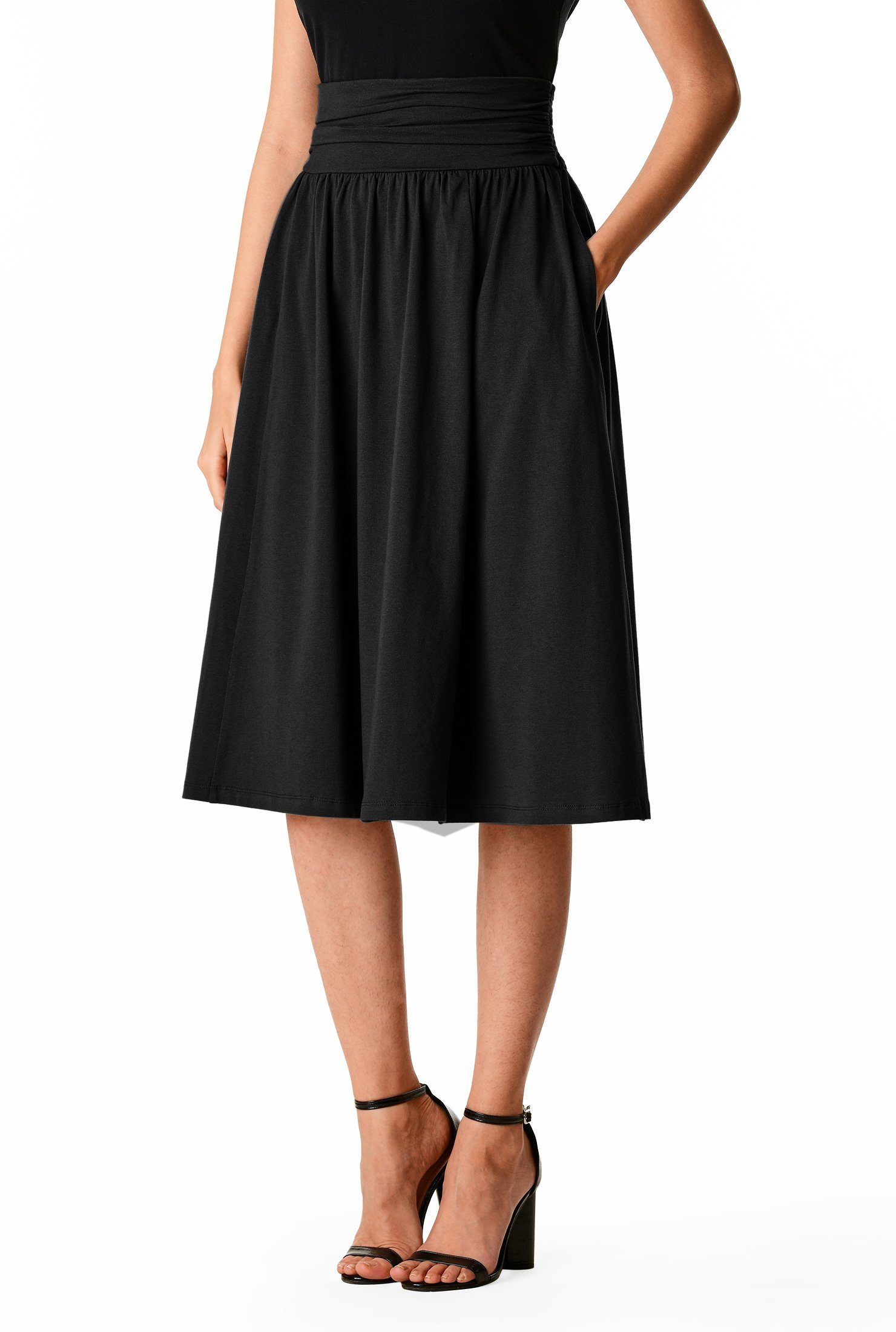 Shop Smocked elastic waist cotton jersey skirt | eShakti