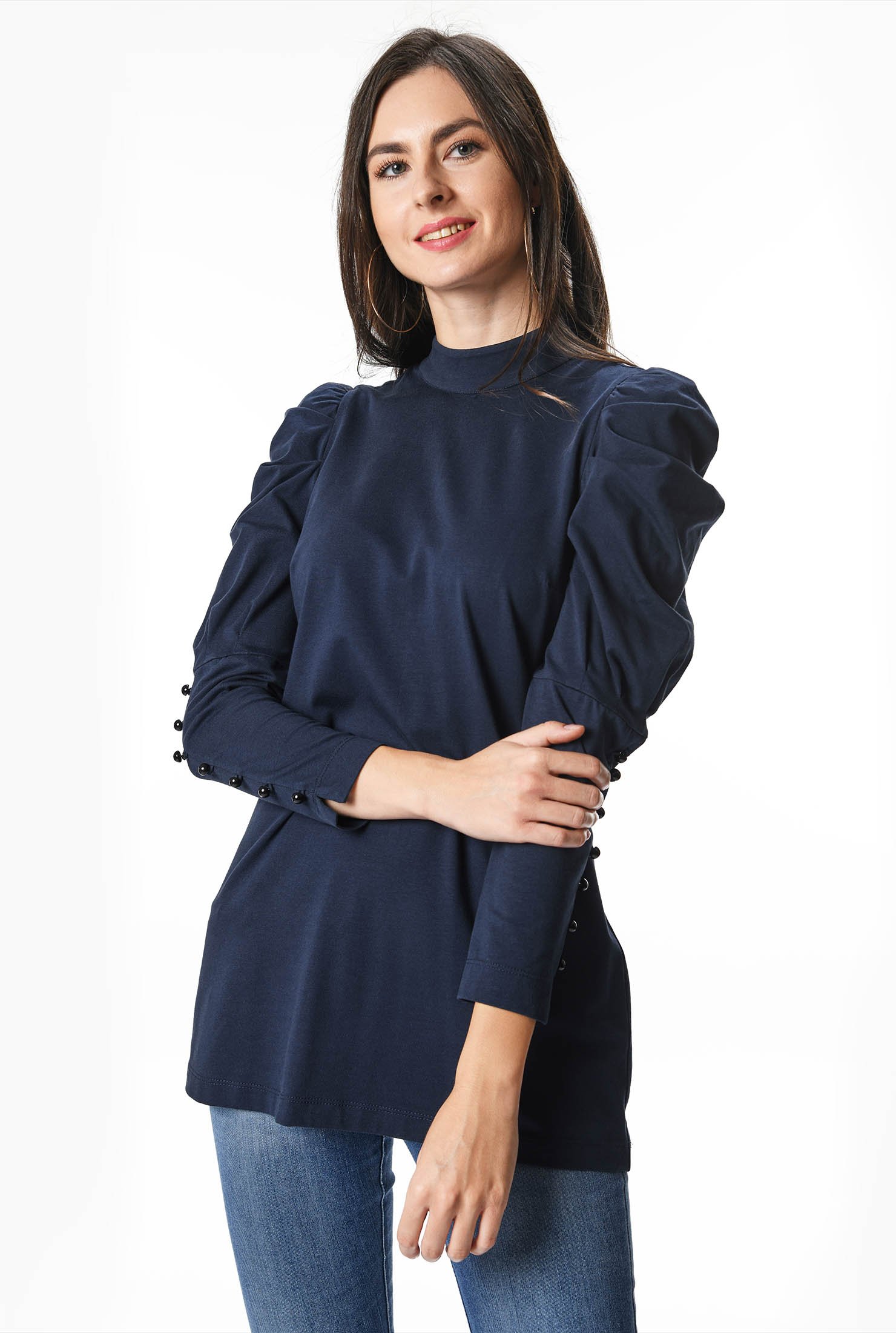 Shop Juliet sleeve cotton jersey top | eShakti