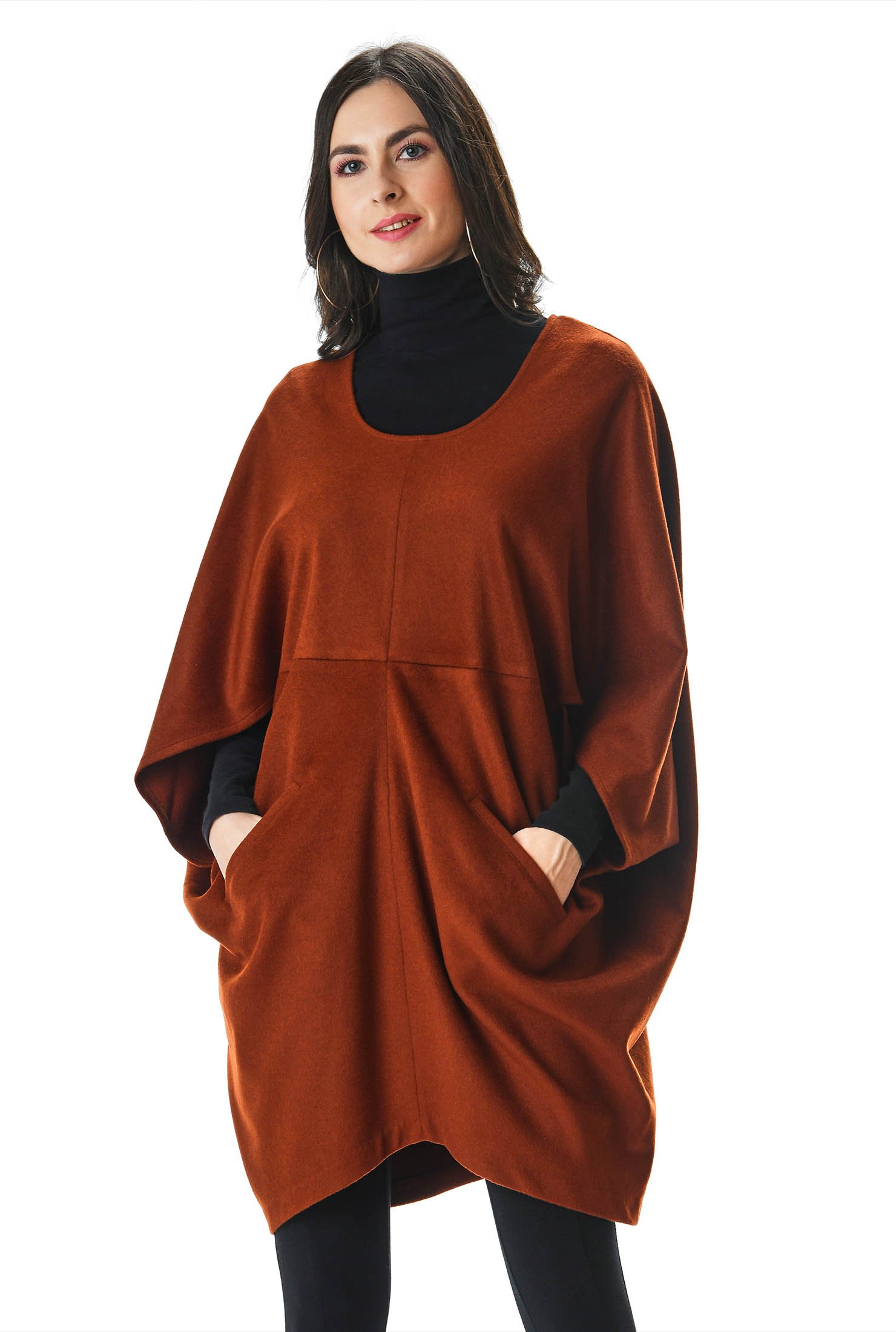 Shop Wool blend felt draped poncho | eShakti