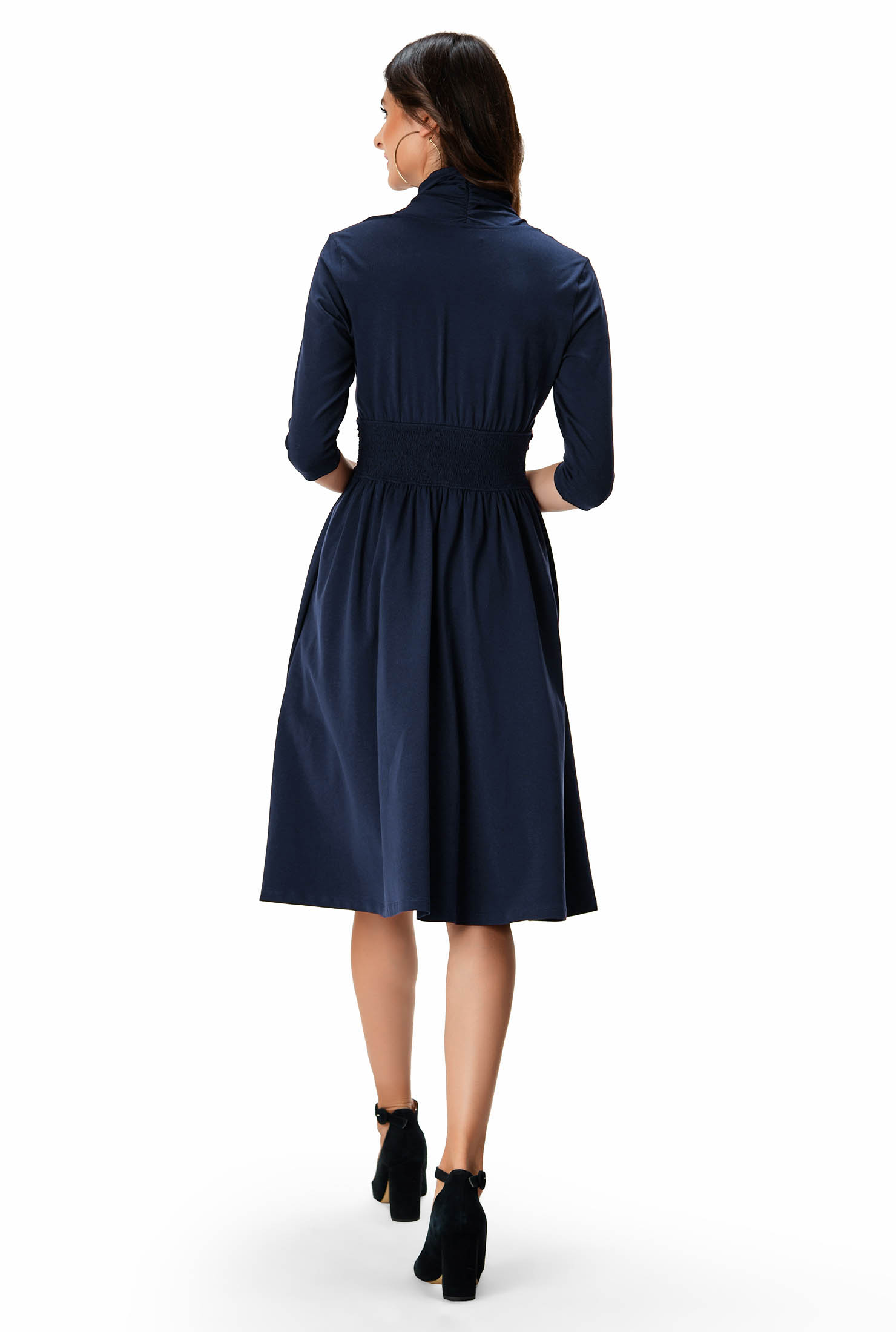 Shop Pleated cotton jersey dress eShakti