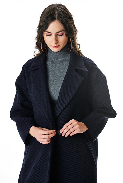 Shop Textured rib stripe double cloth coat | eShakti
