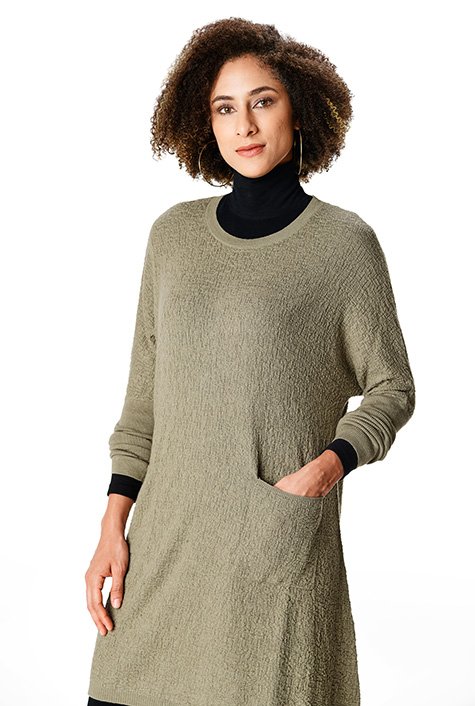 Shop Front pocket wool blend sweater shift dress eShakti