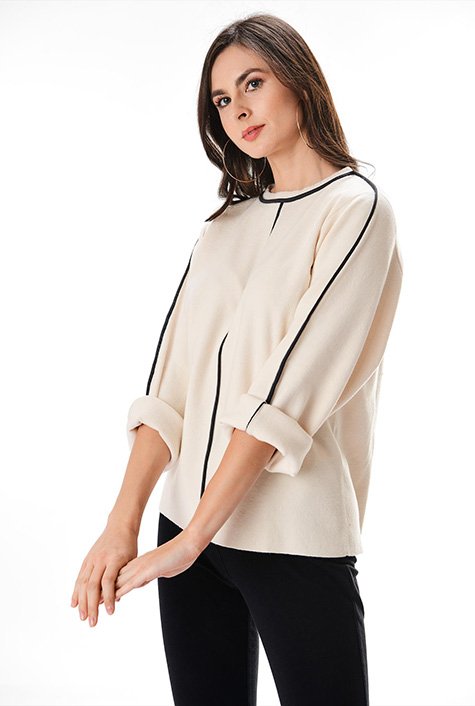 Contrast tipped trim sweater