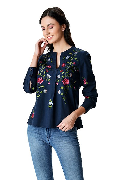 Shop embroidered blouses, Women's Fashion Clothing