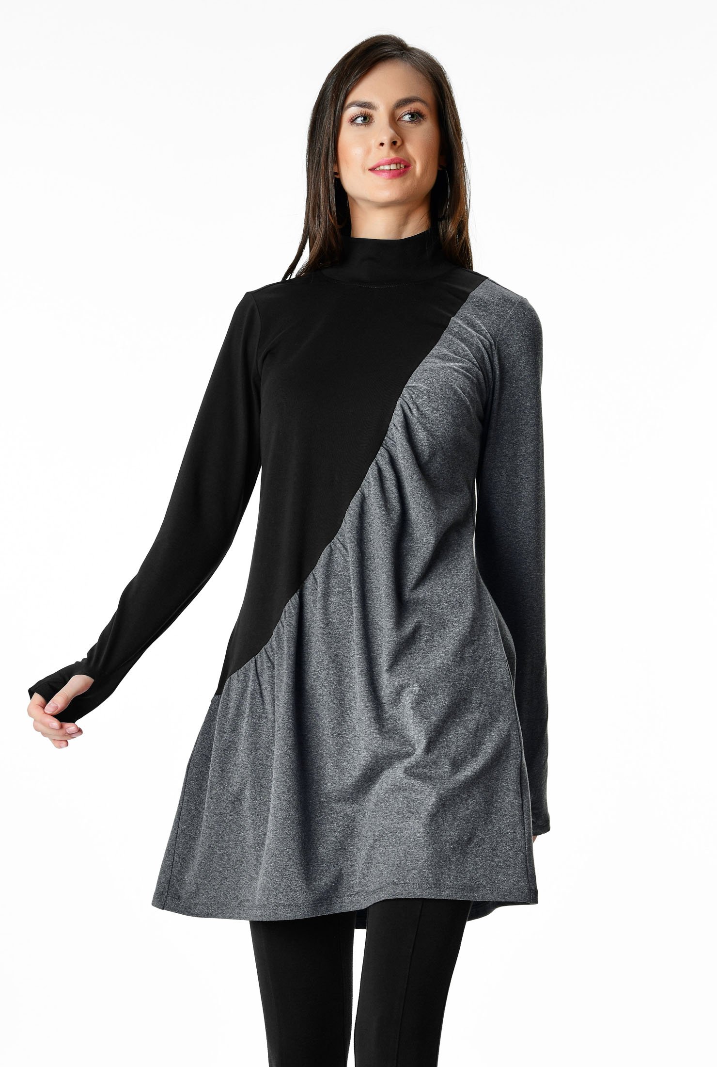 black cotton tunic top