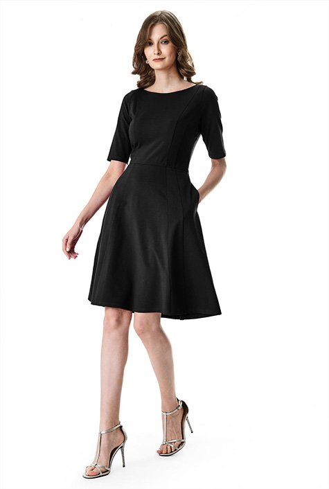 Plunge Neck Mini Black Flare Dress – Styched Fashion