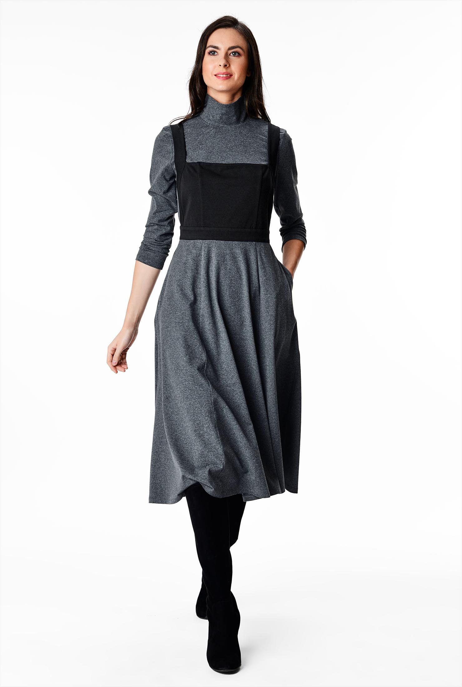 Shop Tank overlay cotton jersey dress eShakti