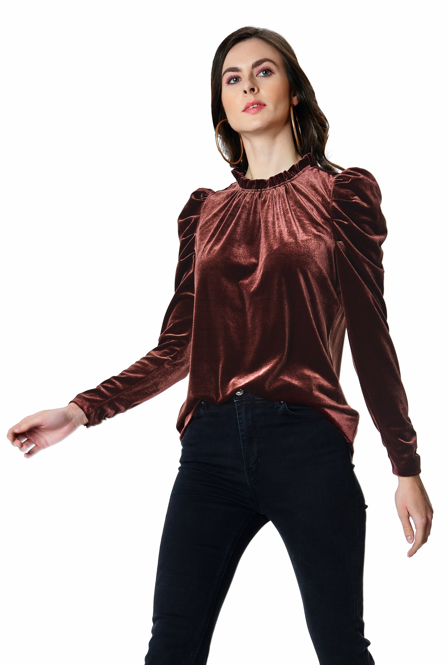 Shop Juliet sleeve stretch velvet top | eShakti