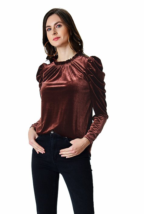 Shop Juliet sleeve stretch velvet top