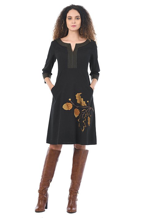 Acorn embellished poplin empire shift dress