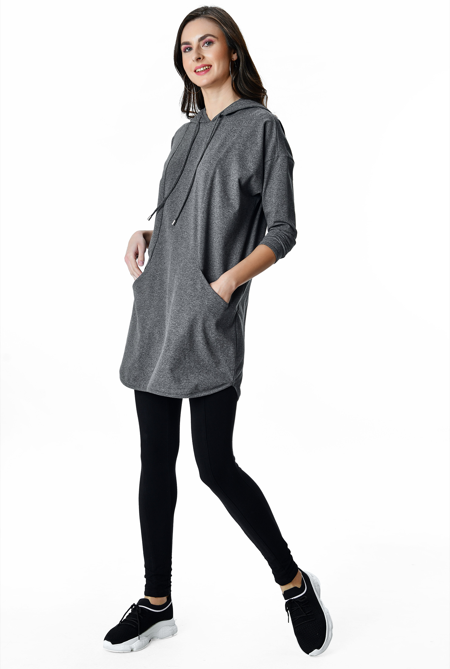 Shop Front pocket cotton jersey hoodie eShakti