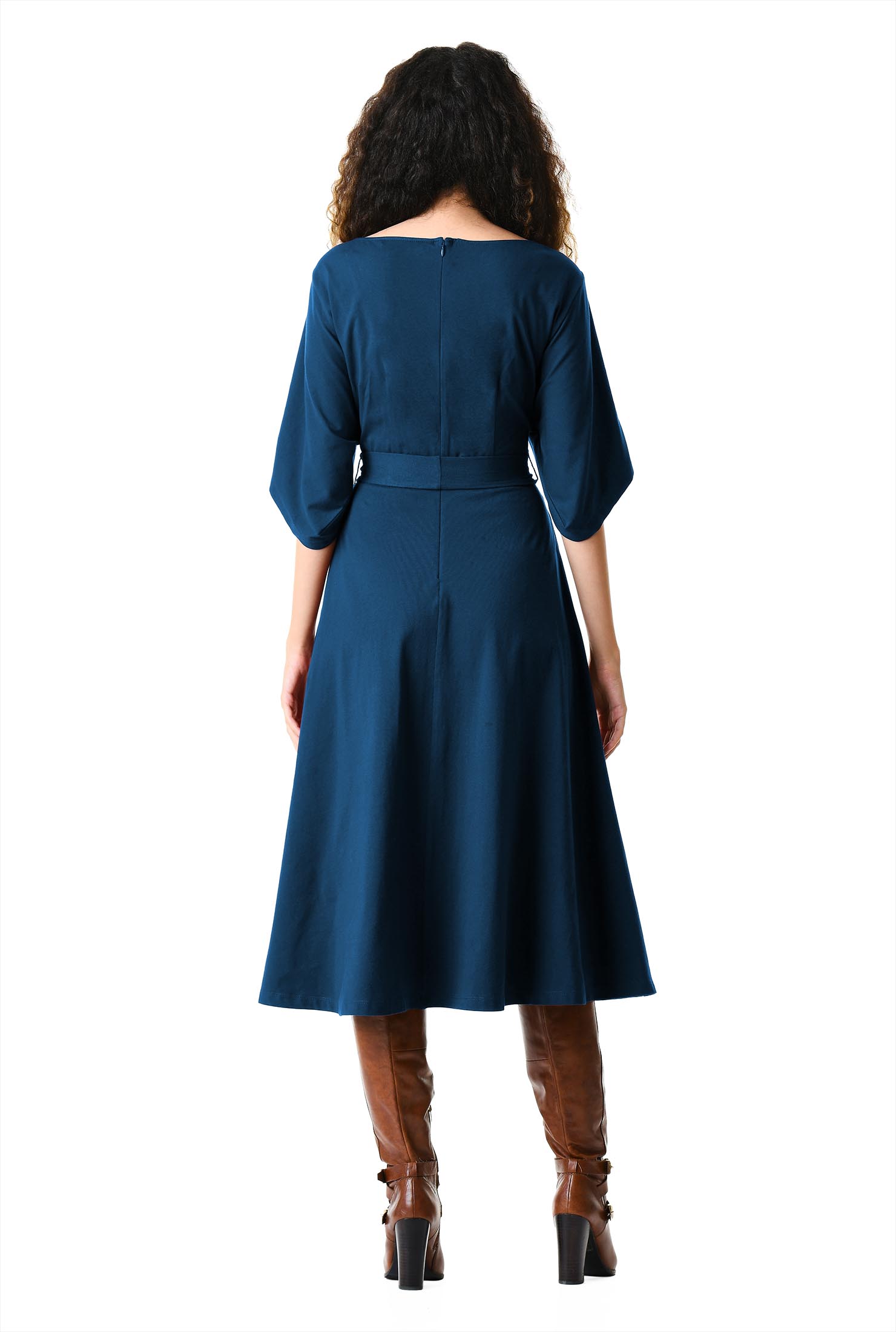 Shop Cape sleeve cotton jersey dress eShakti