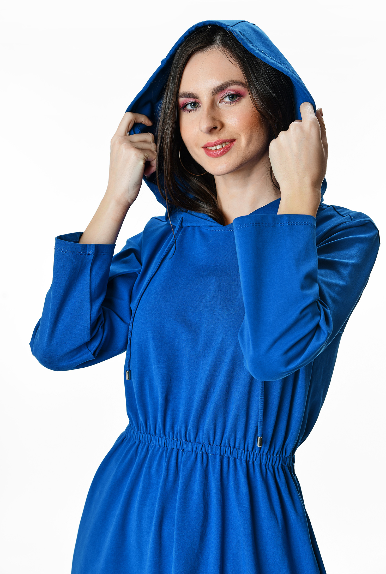 Shop Cotton jersey knit hoodie dress eShakti