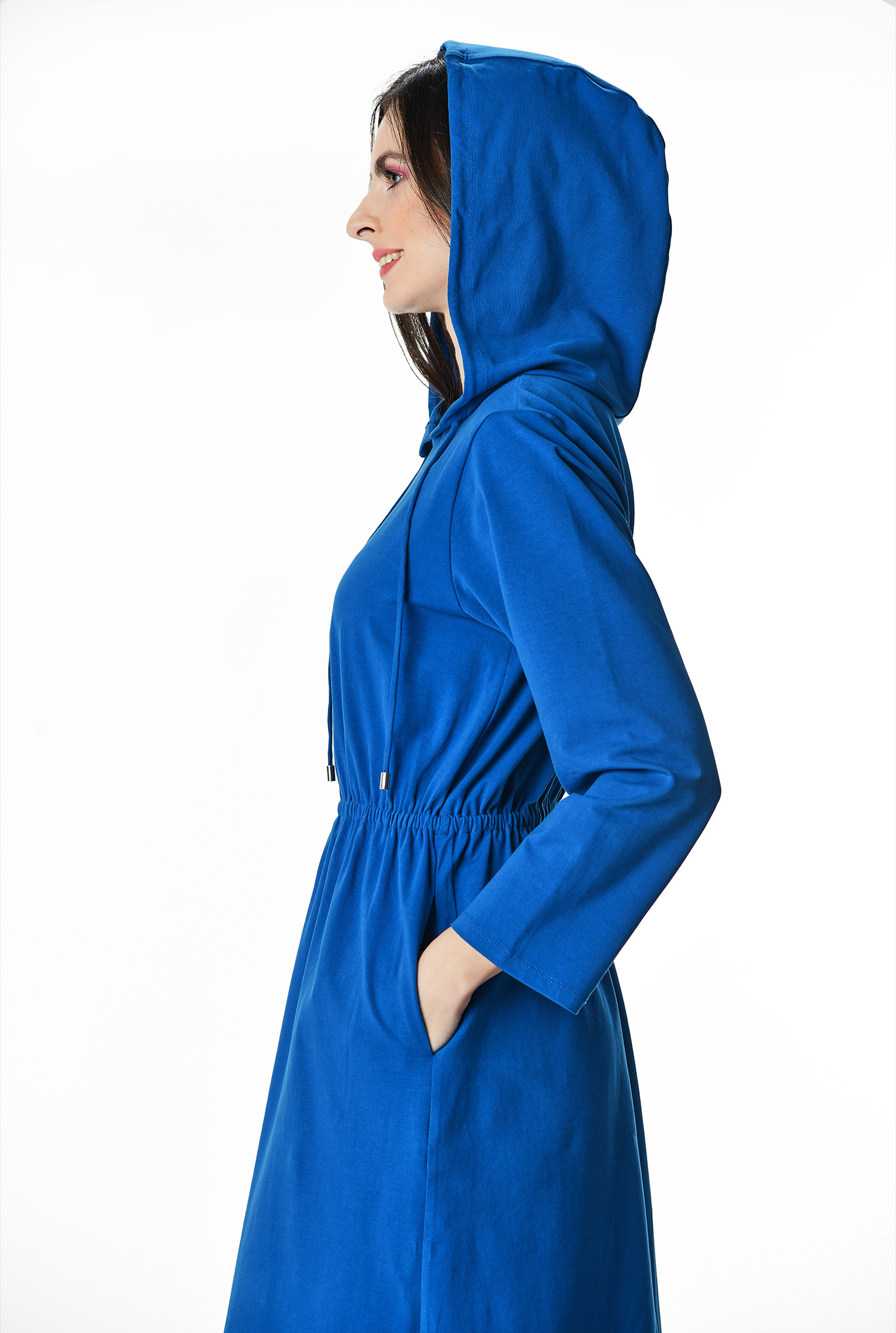 Shop Cotton jersey knit hoodie dress eShakti