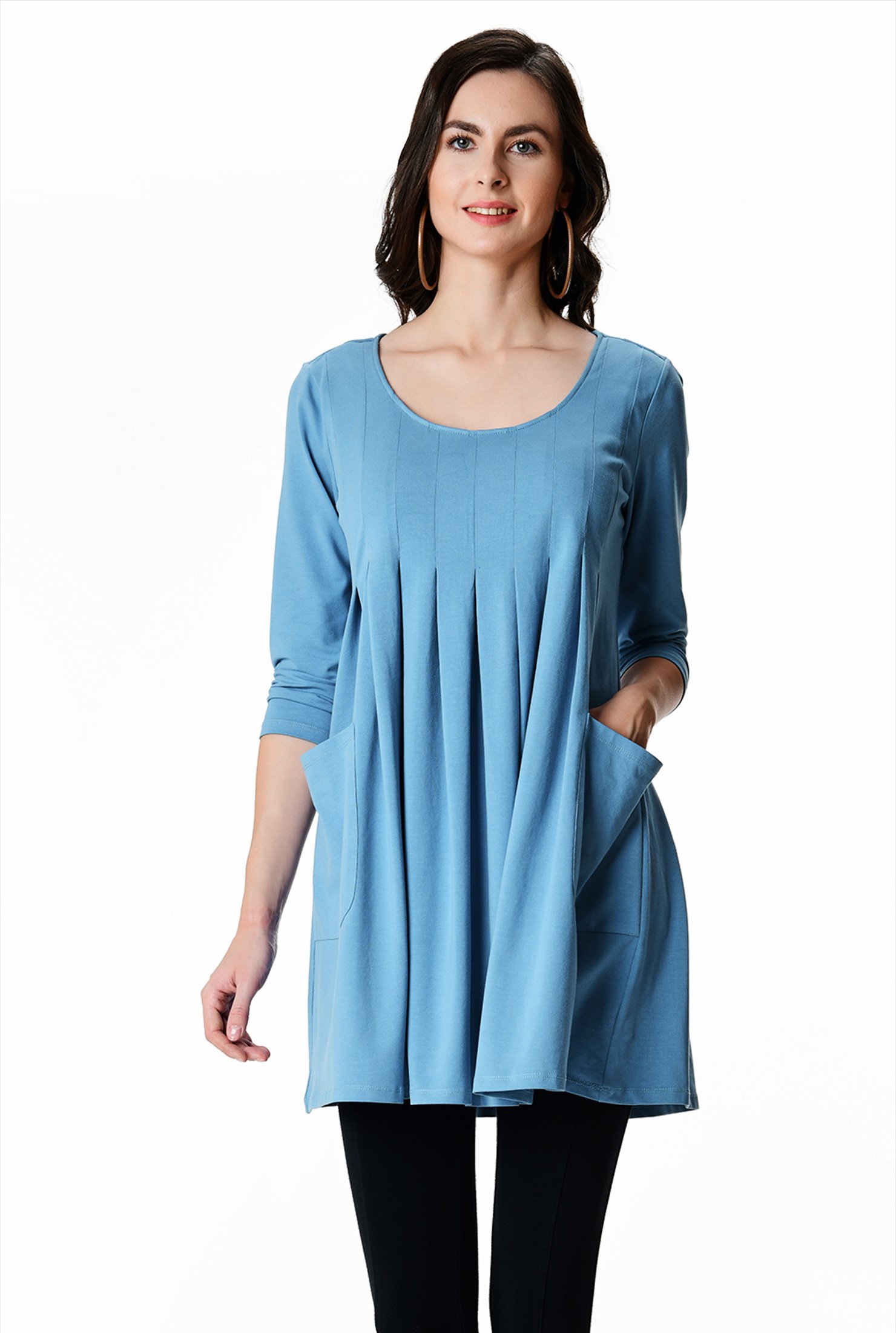 Shop Pleated cotton jersey top | eShakti