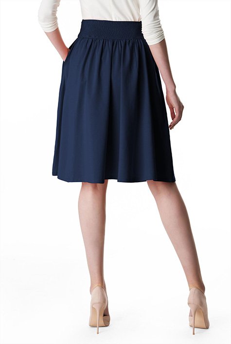 Shop Pleat waist cotton jersey skirt | eShakti