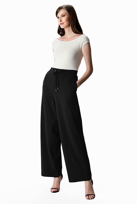 Shop Cotton jersey wrap dress and wide-leg pant set | eShakti