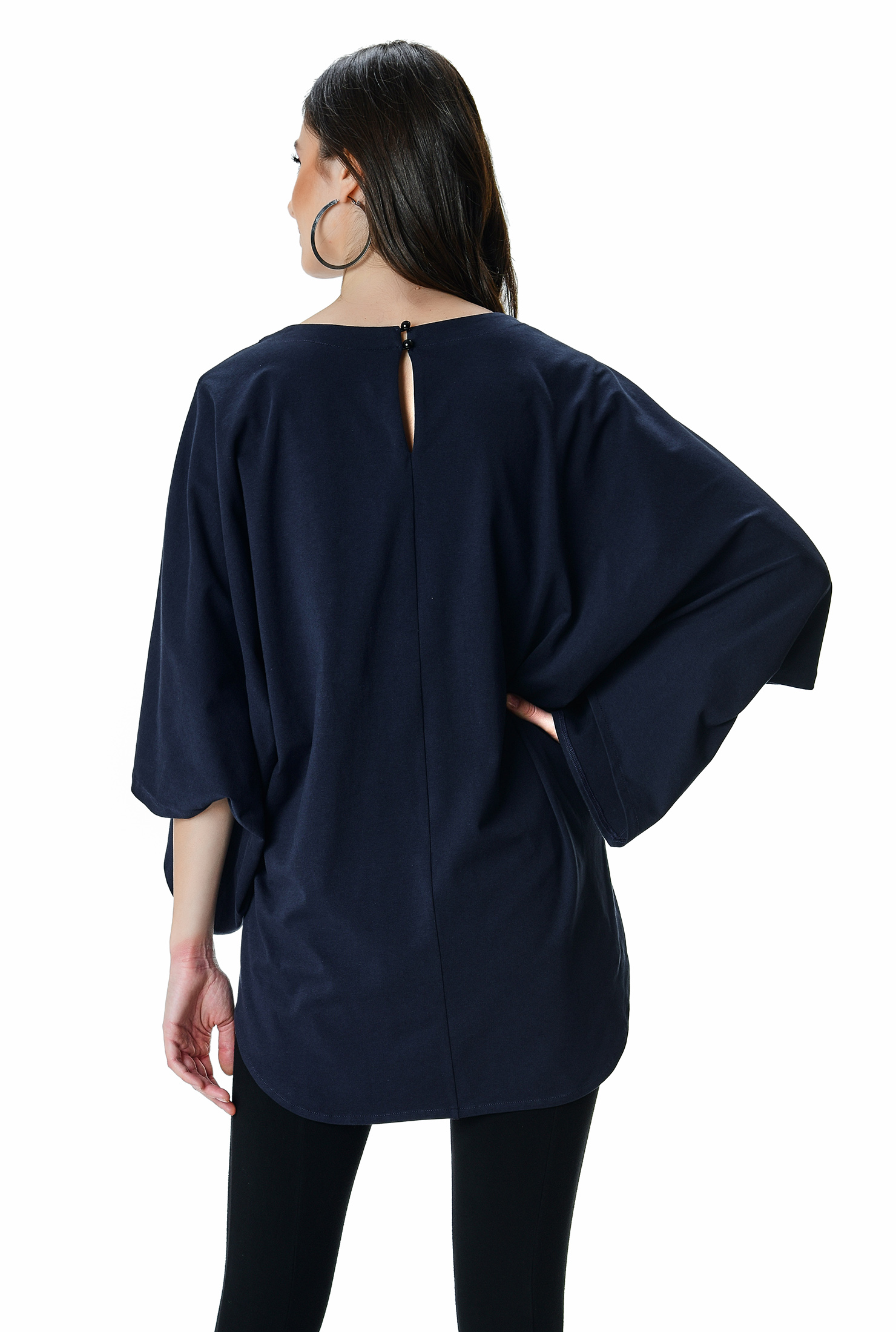 Shop Kimono sleeve cotton jersey surplice top eShakti