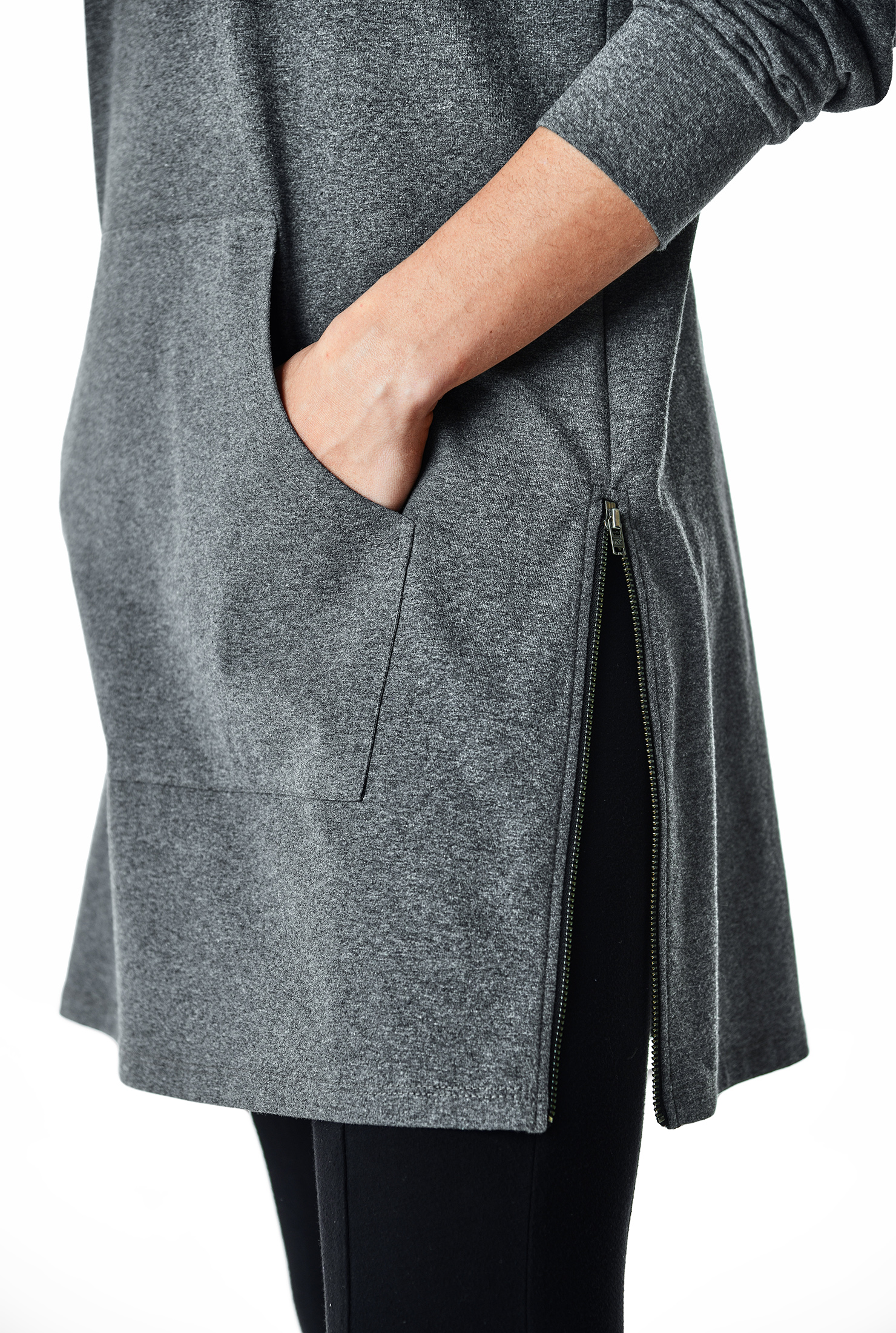 Shop Cotton jersey knit hoodie tunic eShakti