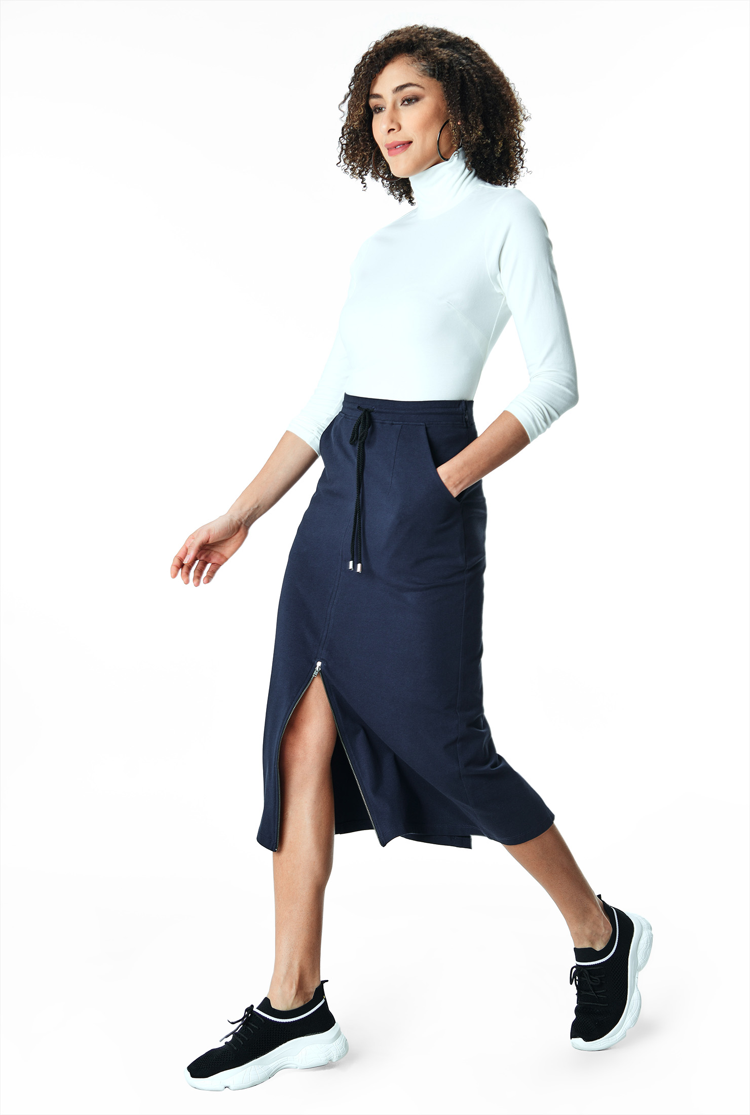 Shop Cotton jersey drawstring waist skirt | eShakti
