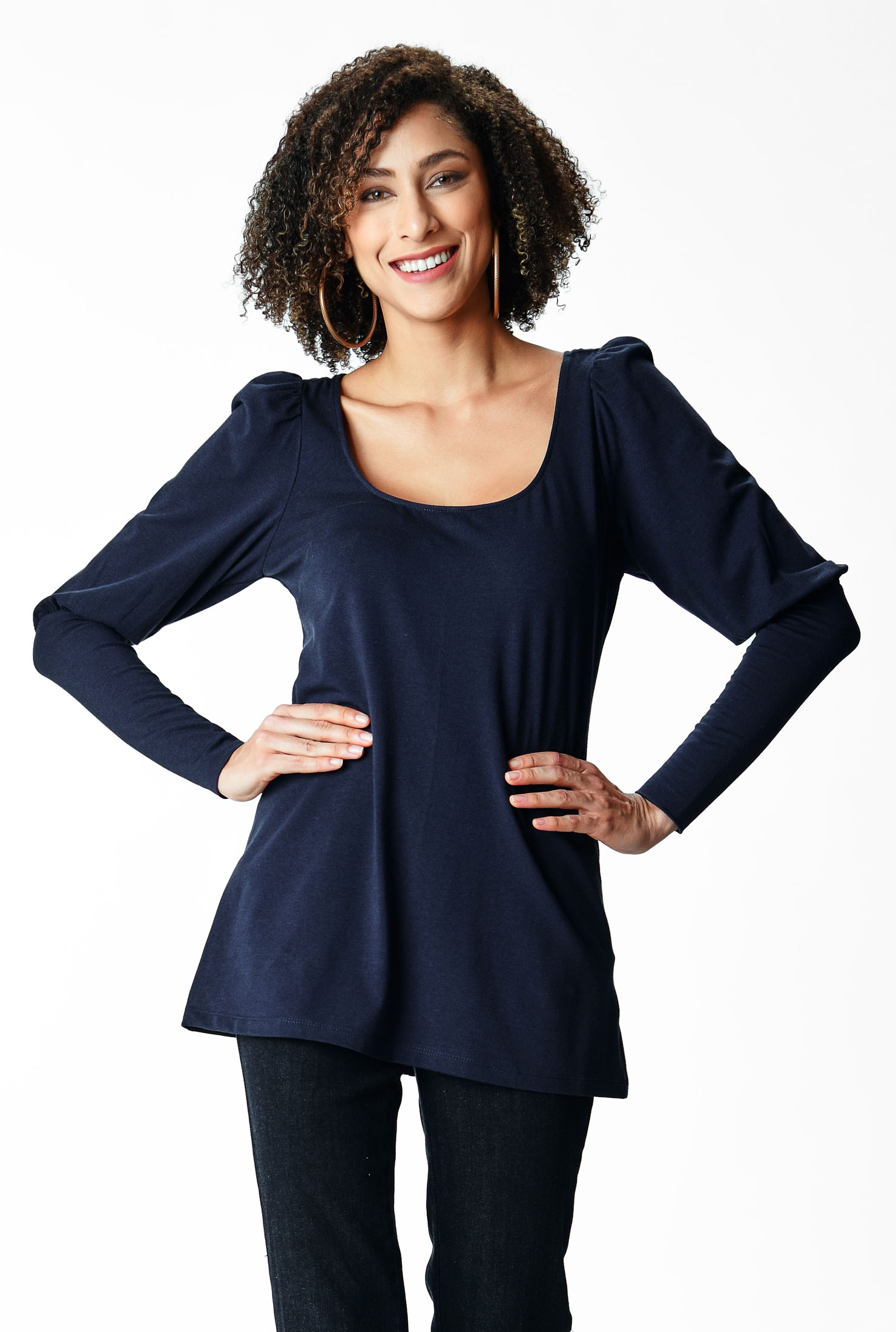 Shop Juliet sleeve cotton modal jersey top eShakti