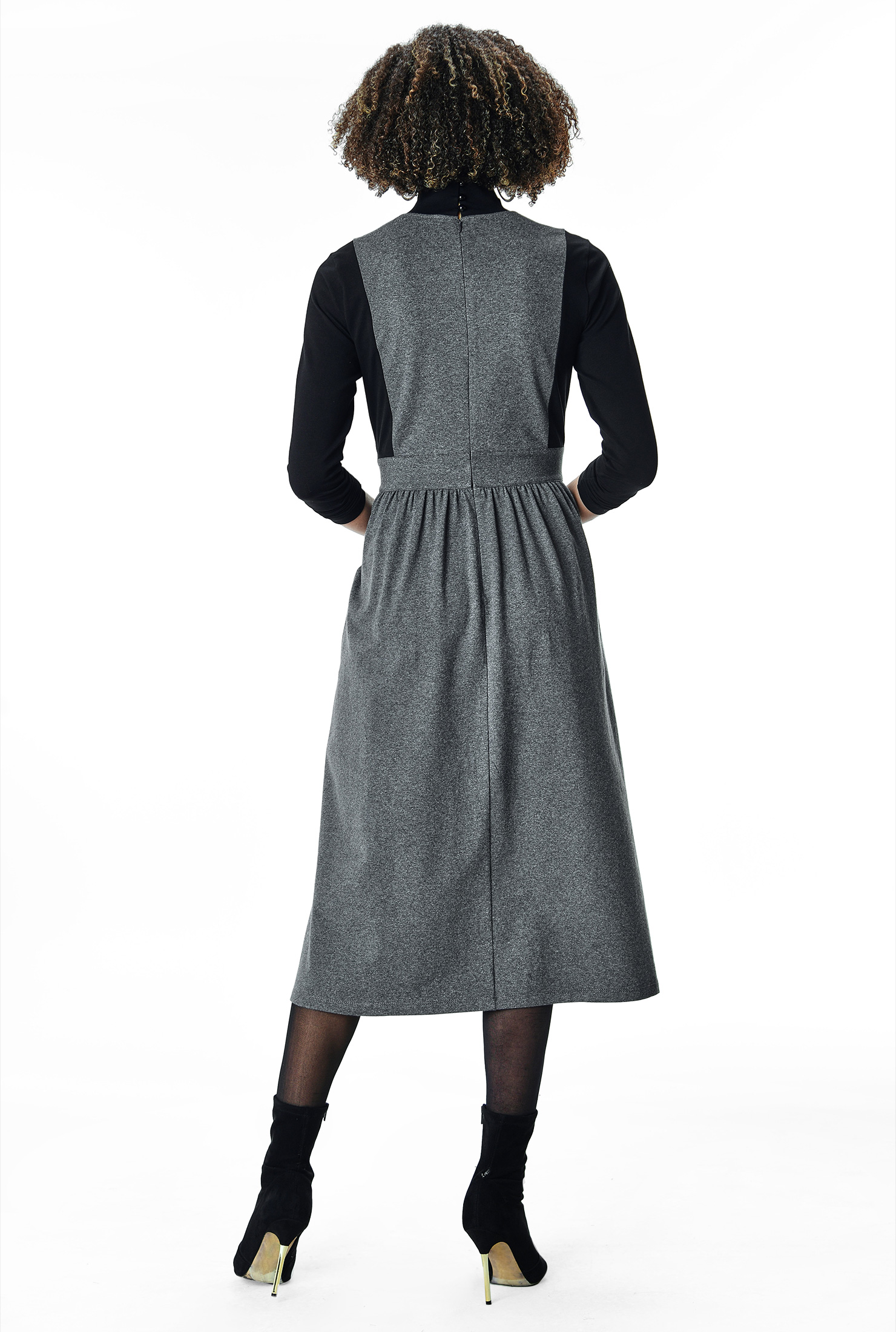 Shop Pinafore style colorblock cotton jersey dress eShakti