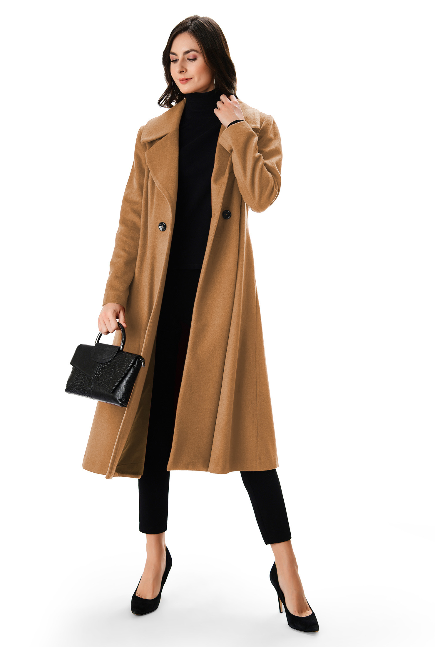Shop Warm wool blend frock coat eShakti