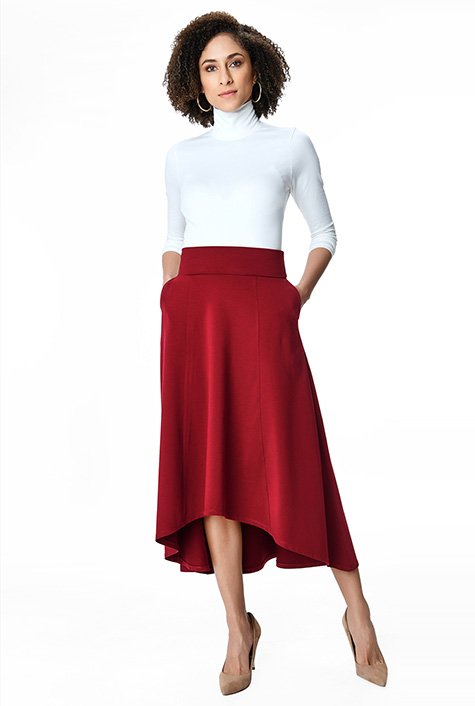 Shop High-low hem cotton jersey skirt | eShakti
