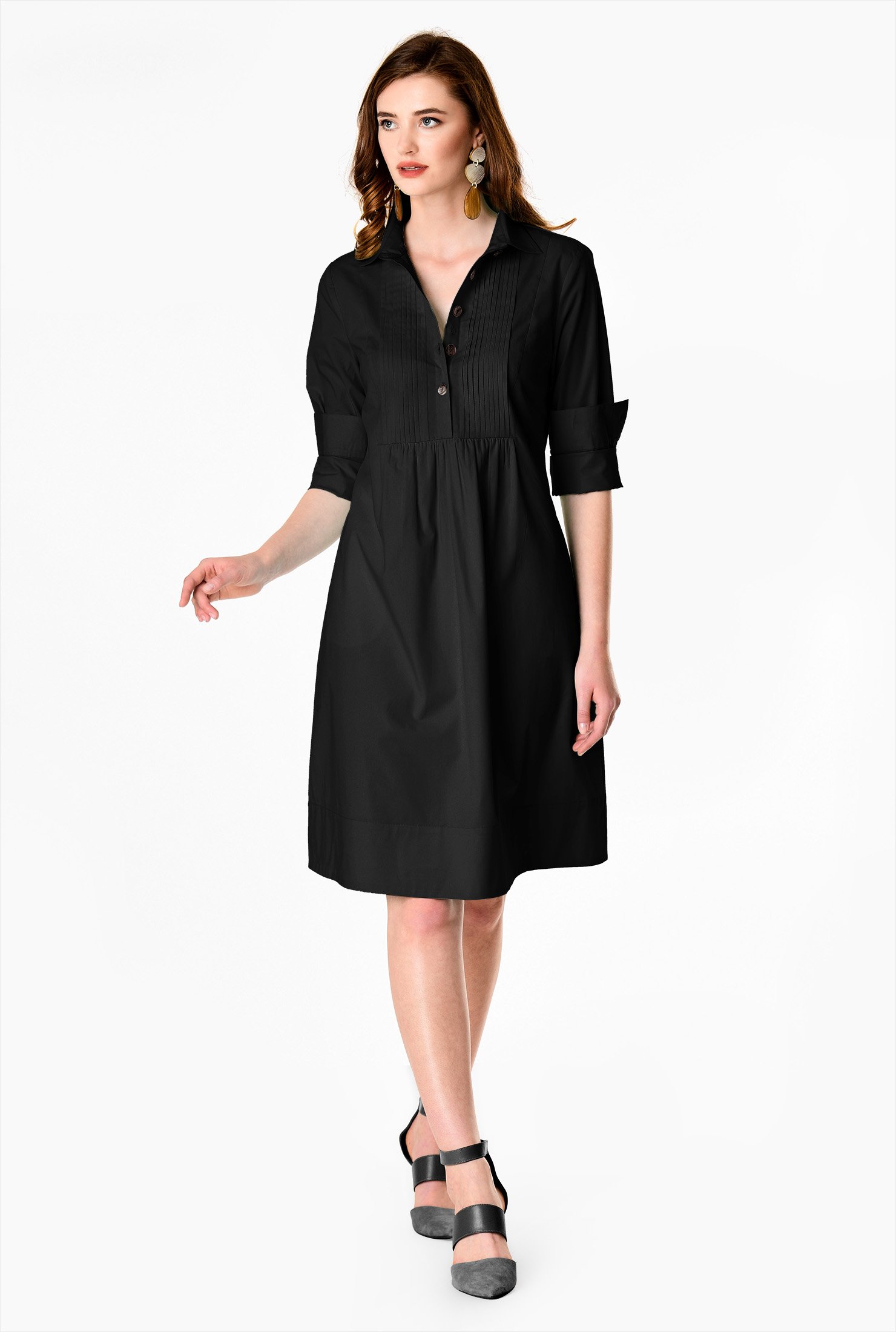 bib neck shift dress