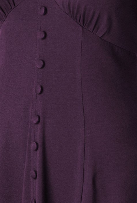 Shop Faux-button front cotton jersey empire dress | eShakti