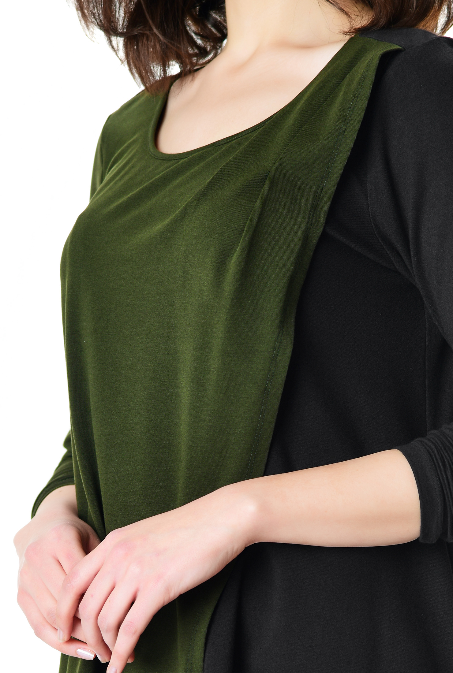 Shop Colorblock layer front cotton jersey tunic eShakti