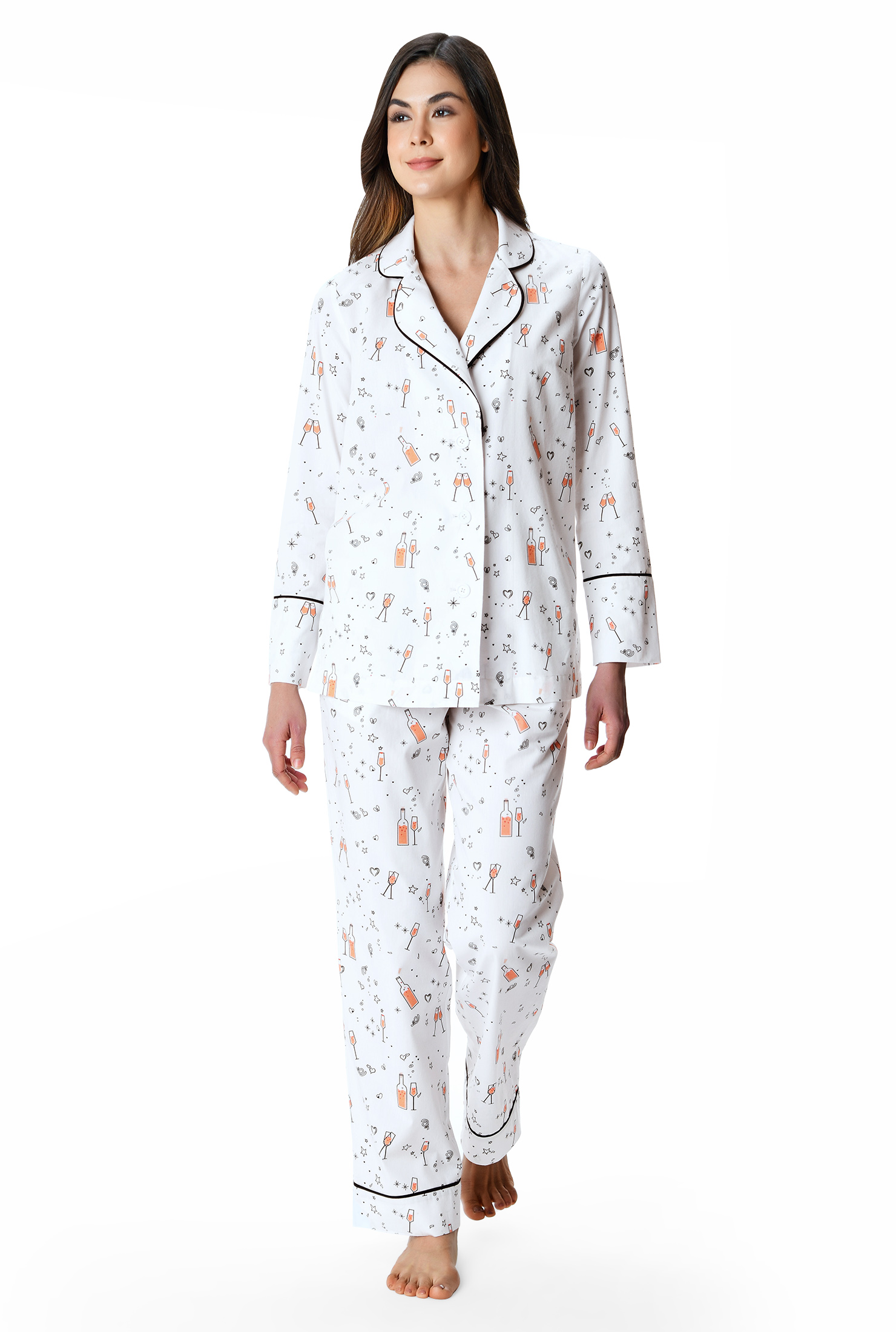 Shop Celebration print cotton poplin pajamas eShakti