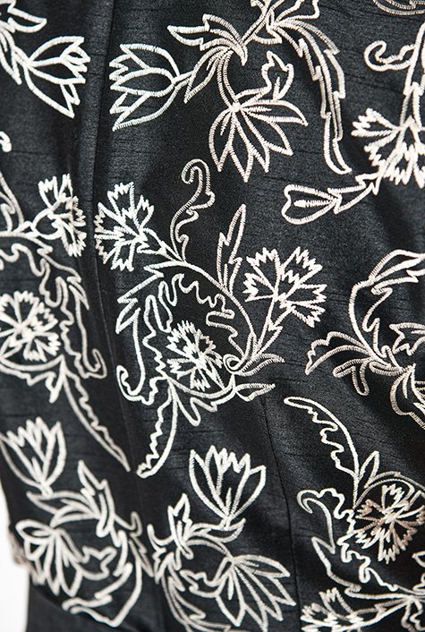 Shop Floral embroidered dupioni dress | eShakti