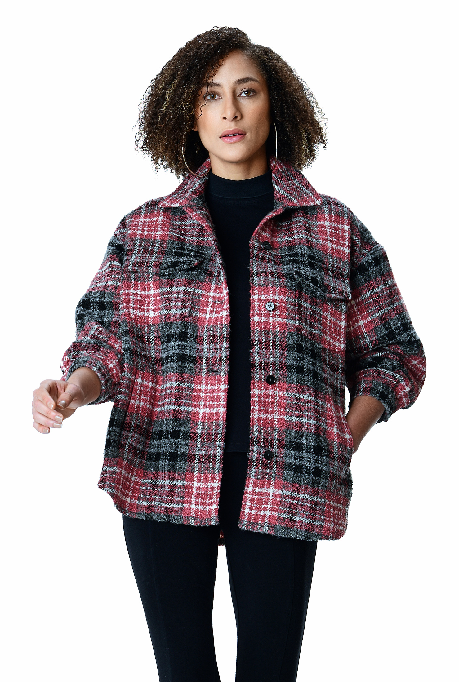 boucle high neck shirt
