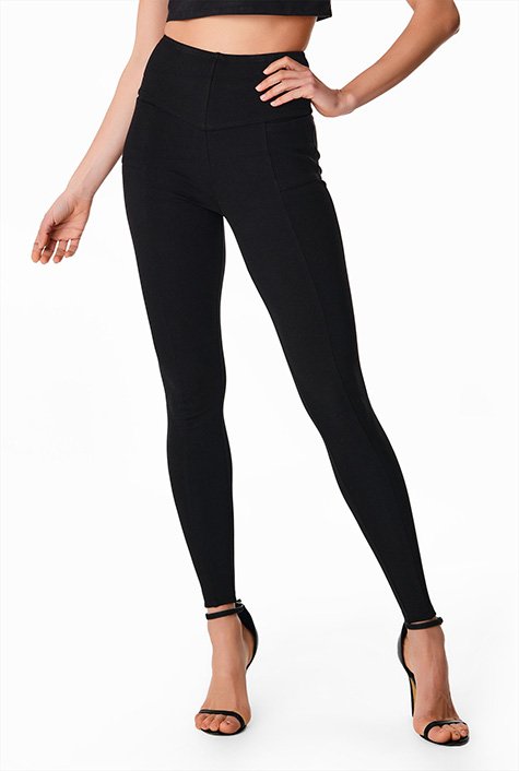 Women's Flare Leggings Solid Color V-shaped High-waisted