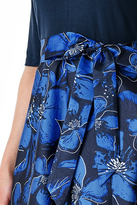 Shop Floral print dupioni and cotton jersey maxi dress | eShakti