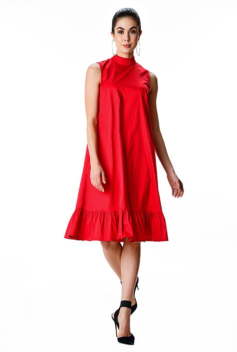 Red Satin Shift Dress