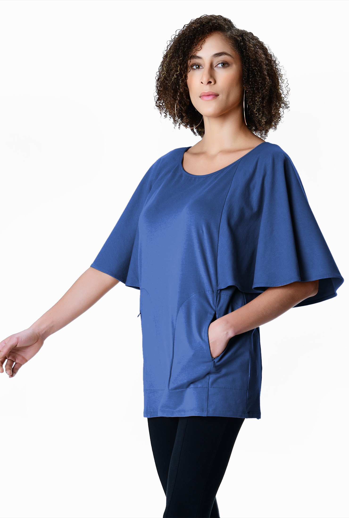 Shop Flutter sleeve cotton jersey top | eShakti