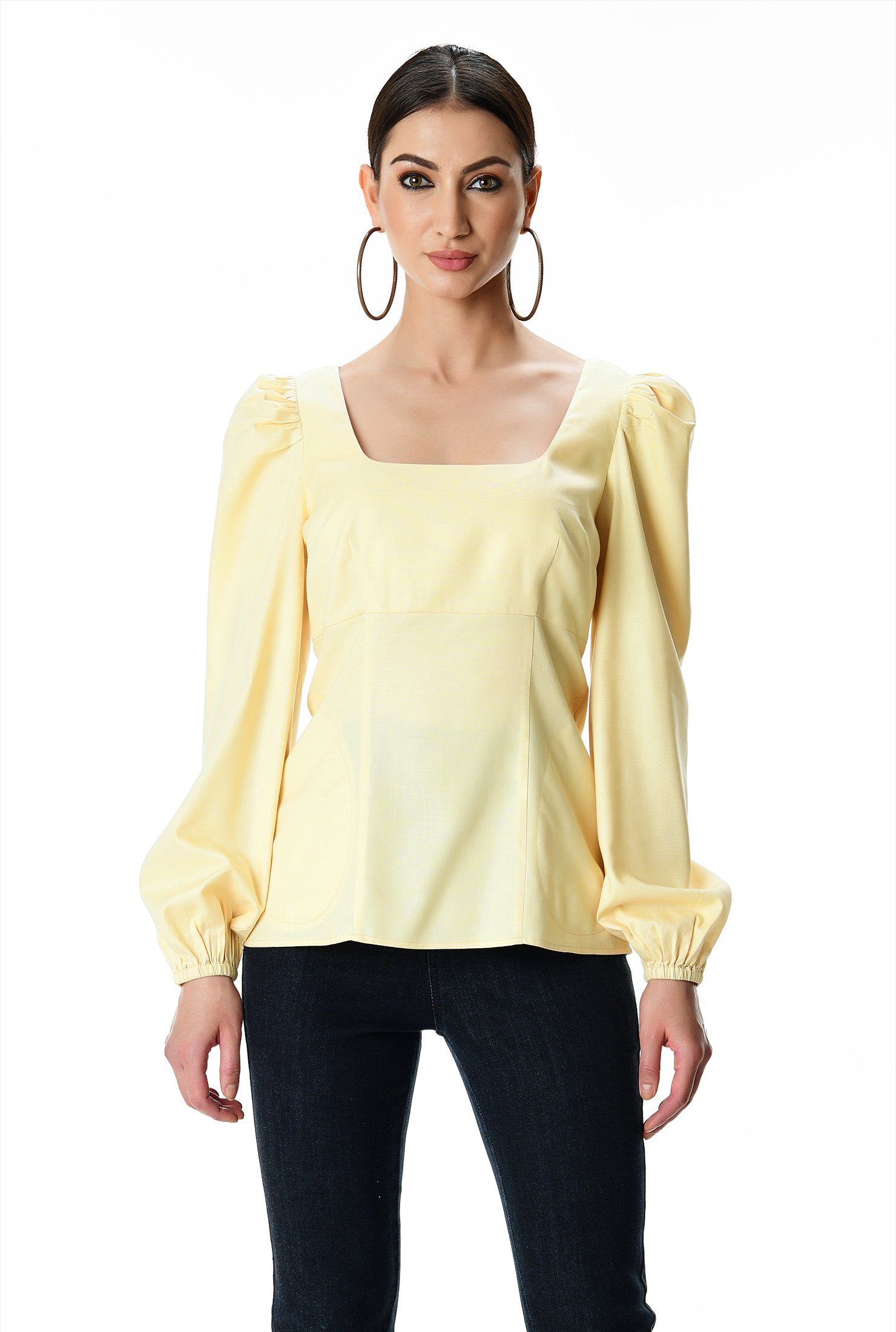 Puff sleeve tencel empire top