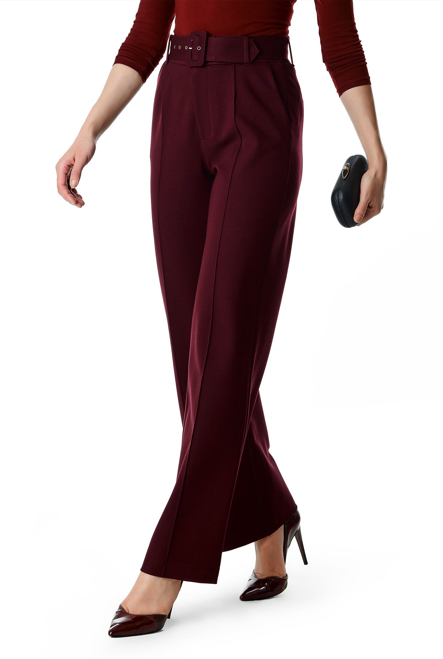 wide leg ponte knit pants