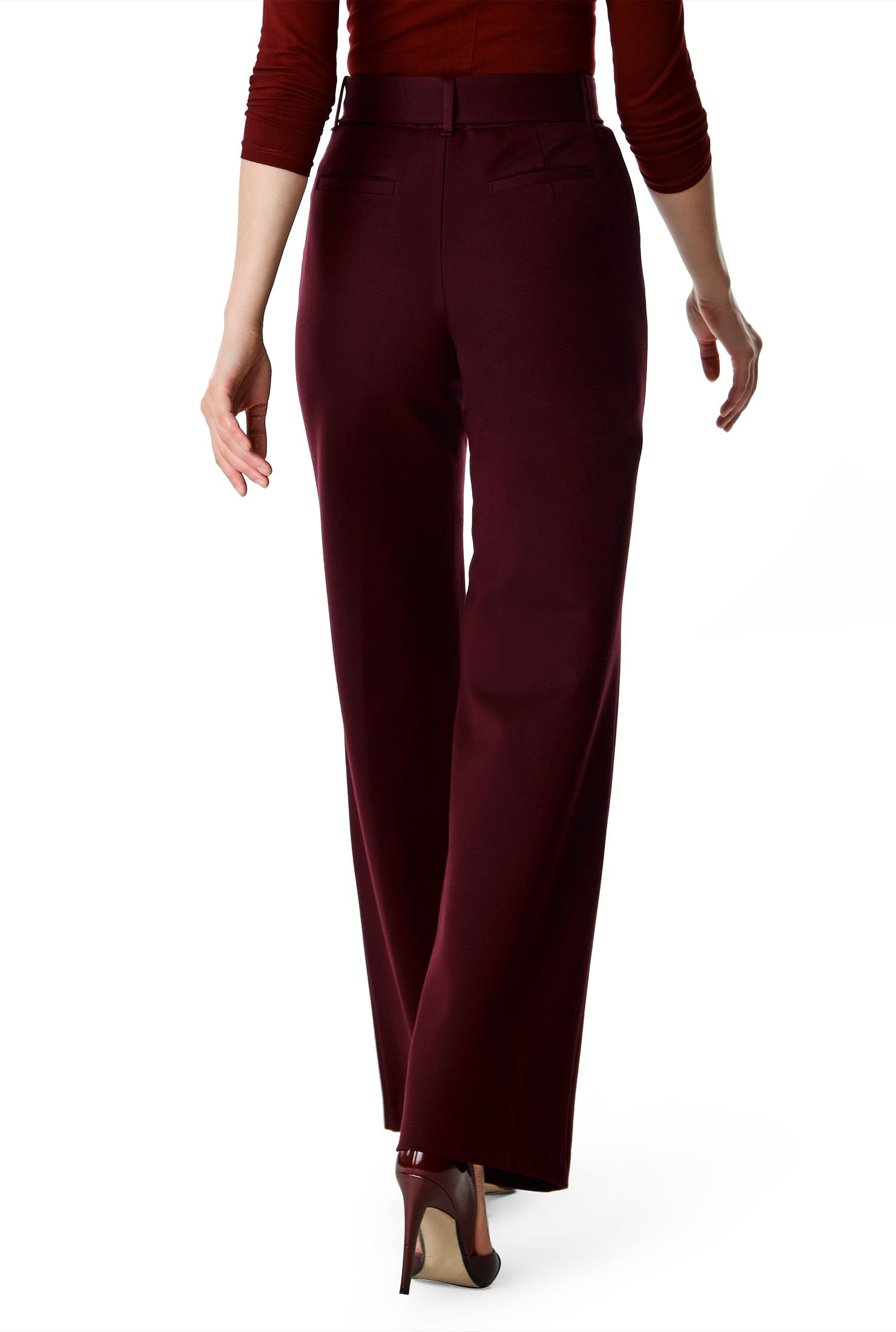 Shop Wide leg ponte knit pants eShakti