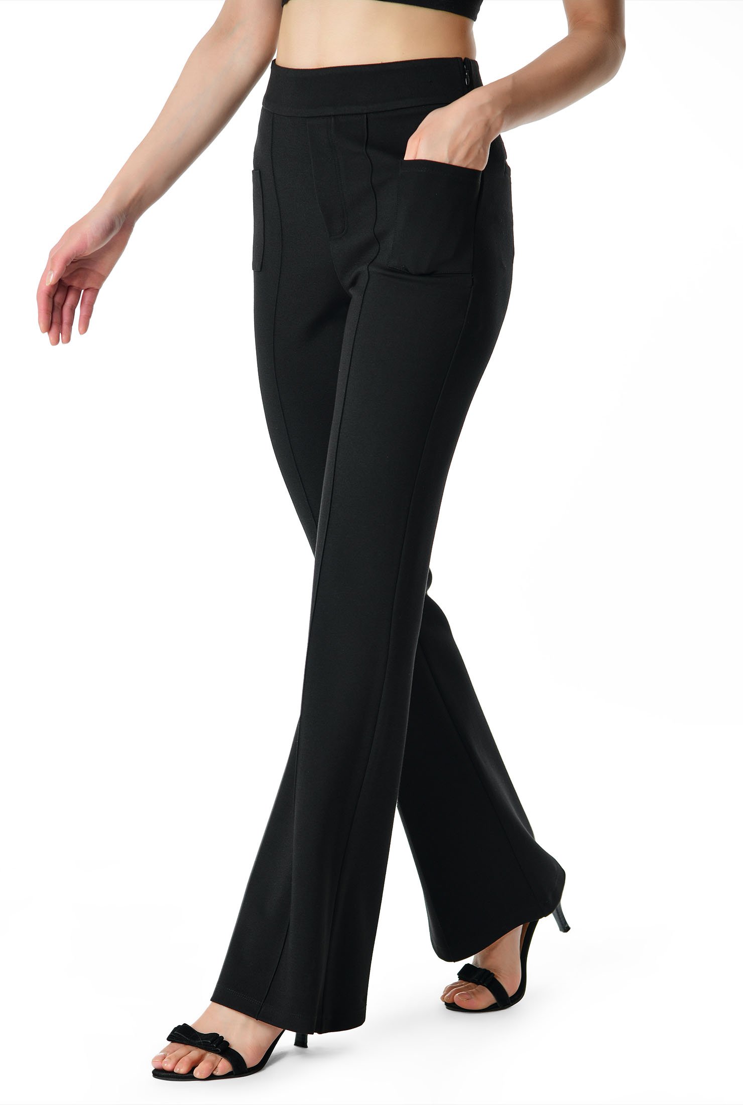 Shop Flared leg ponte knit pants eShakti