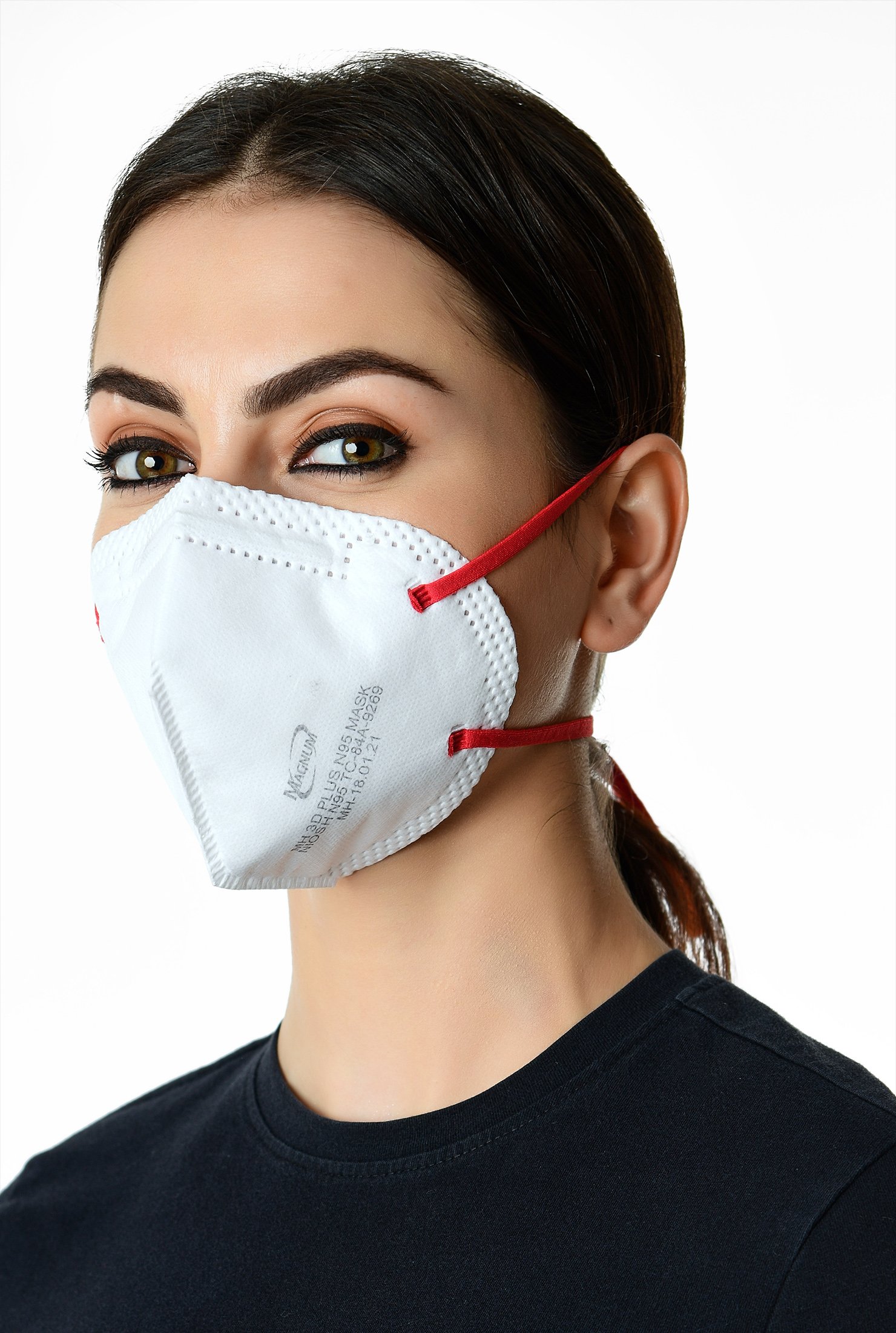 High-quality, NIOSH-certified N95 filtering particulate facepiece respirator.