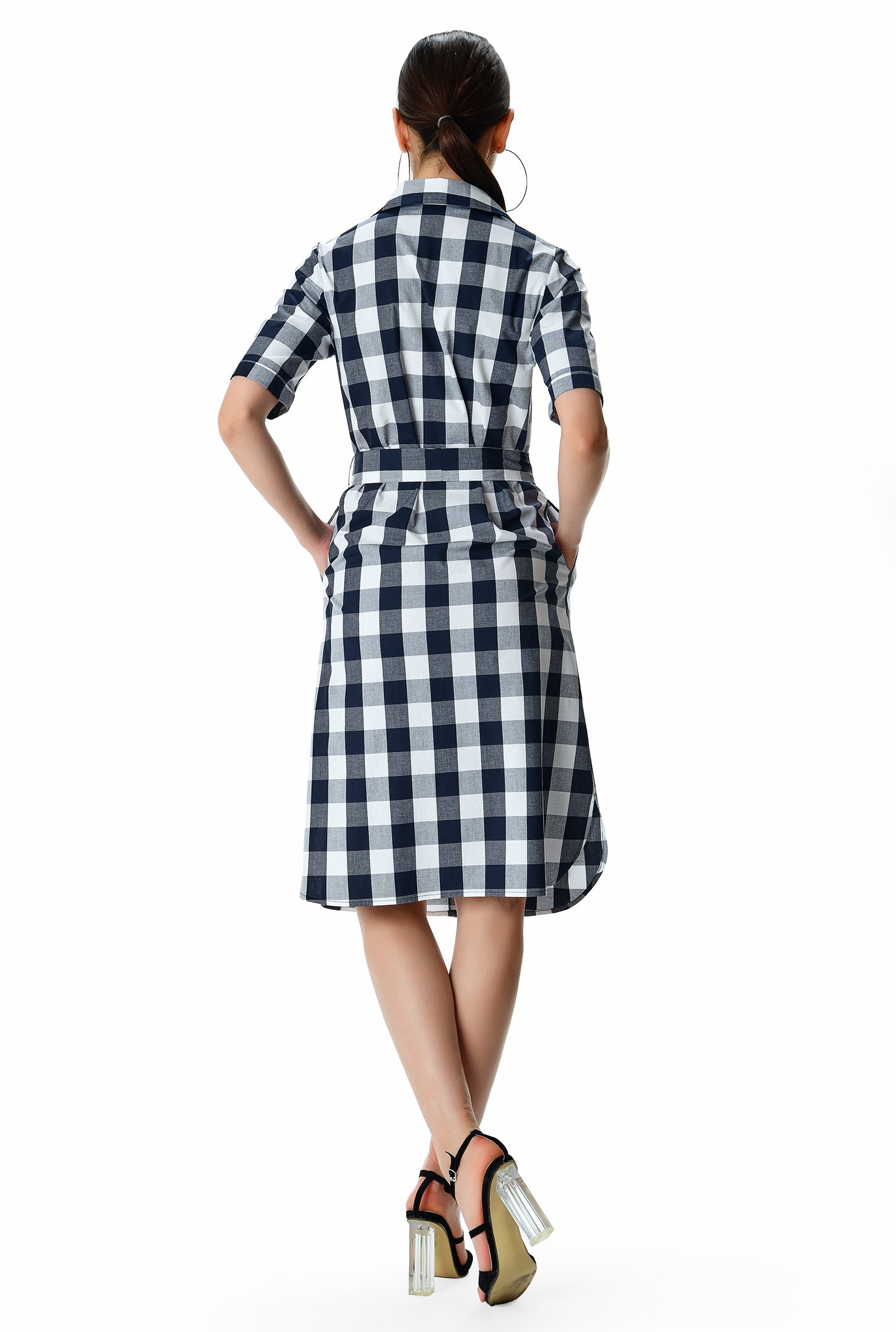 Shop Cotton check shift shirtdress | eShakti